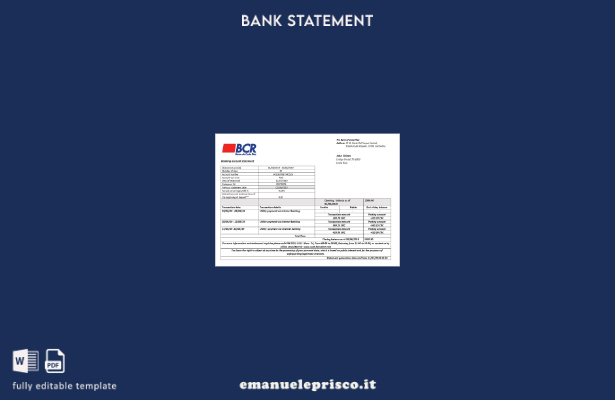 stile verificato Costa Rica Il modello word dell'estratto conto della Banca del 
